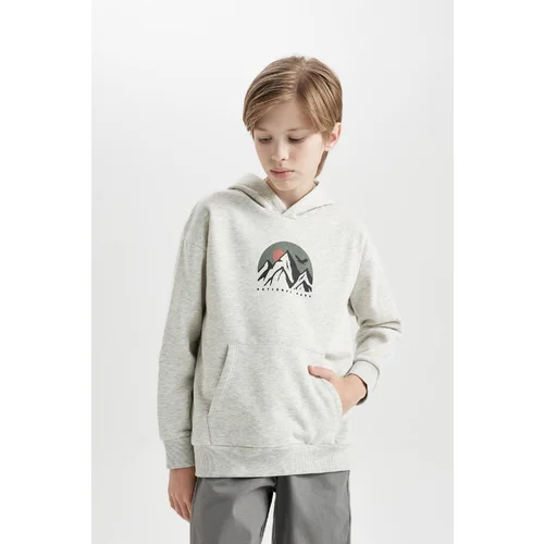 Defacto Boy Oversize Fit Wide Pattern Printed Hooded Sweatshirt