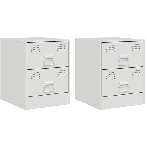 Maison Chic Dvo delni komplet Nočne omarice - Nočne mize bela 34,5x39x44 cm jeklo, (21688841) Slike