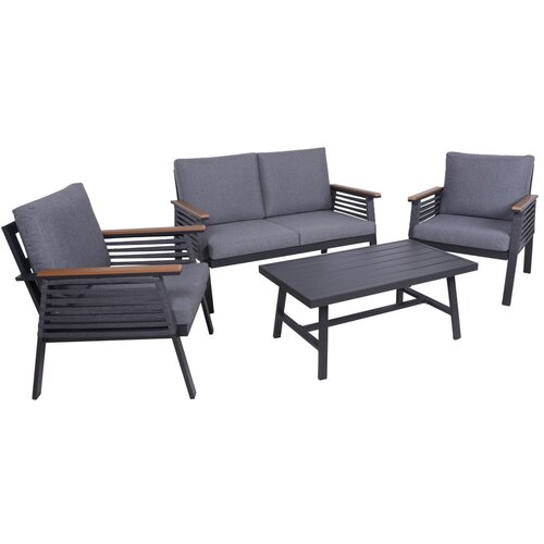 Garden Pleasure Temno siva aluminijasta vrtna garnitura za 4 osebe Denia &amp;ndash; Slike