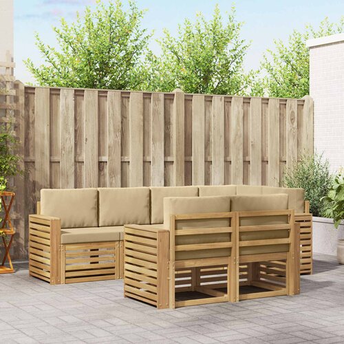  Set vanjskih sofa 7 pcs Bijela i bež 251 x 132,5 x 73 cm Slike