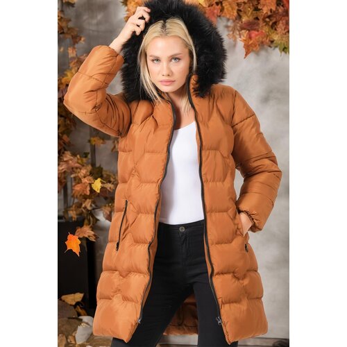 Dewberry Z6760 LADIES' COAT-PLAIN TAN Cene