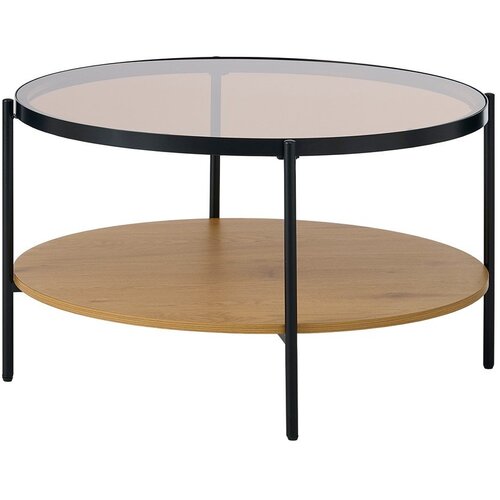 Unique Furniture Okrugao stolić za kavu sa staklenom pločom stola u prirodnoj boji &amp;oslash; 84 cm Hassel &amp;ndash; Slike