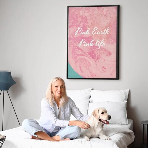  Slika - Pink Earth Pink Life (1 Part) Vertical 40x60 U crnom drvenom okviru Cene