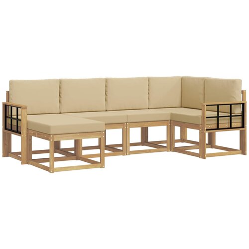 vidaXL Zunanja garnitura za sedenje 6 pcs Bela in bež Poliester, (5000270430) Cene
