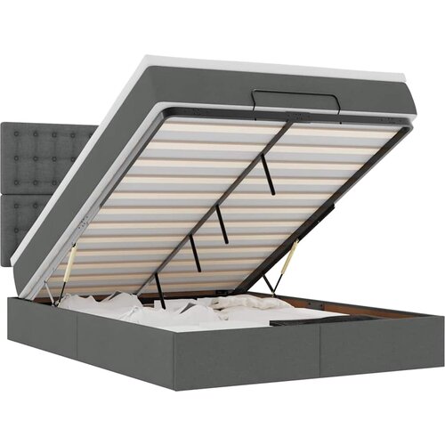 Maison Chic Otomanska Posteljni okvir - Dvoposteljna postelja - Zakonska postelja z vzmetnico & LEDs siv 140x200 cm blago-J239, (21763186) Cene