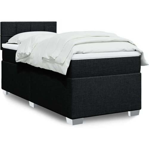 Box spring krevet s madracem crni 90x190 cm od tkanine Cijene