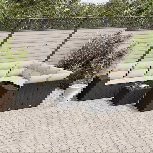 vidaXL 9-dijelni set vrtnih sofa s jastucima crni od poliratana Cijene