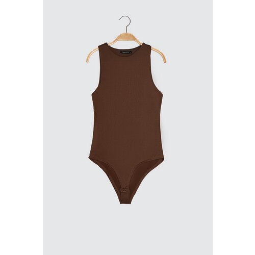 Trendyol Dark Brown Snaps Brown Knitted Body Slike