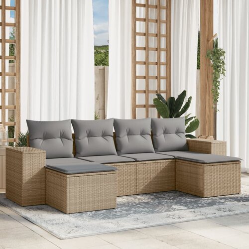 vidaXL 6-dijelni set vrtnih sofa s jastucima bež od poliratana Cijene