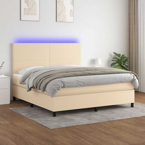  box spring s madracem LED krem 180x200 cm od tkanine Cijene