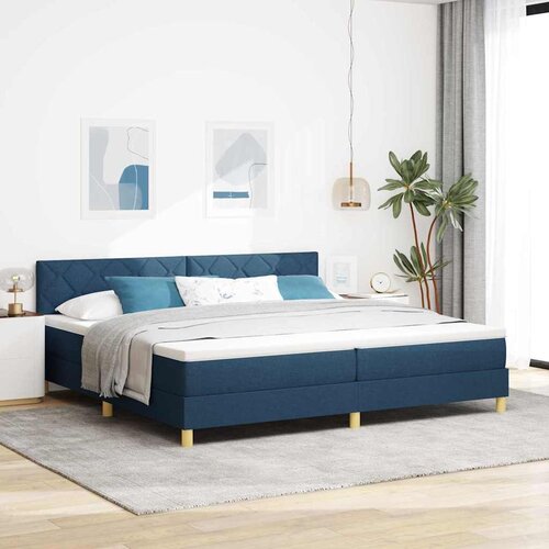  LED Box Spring Krevet s LED trakama Plava 200 x 200 cm tkanina Cene