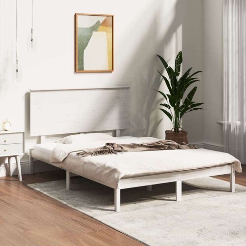  Posteljni okvir bel iz trdnega lesa 120x190 cm 4FT, (20905545) Slike