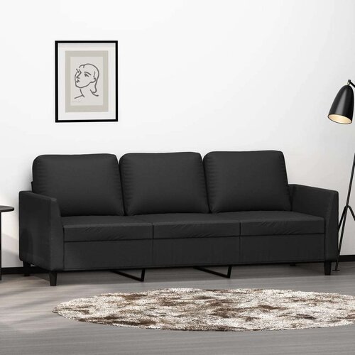 Kavč trosed črn 180 cm umetno usnje Slike