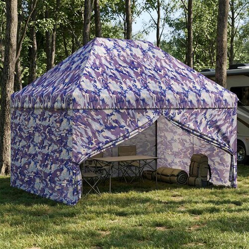 VidaXL Pop-up Paviljon s 4 Zidova 2 9 x 4 3 m Plavi kamuflaža - 290 x 430 cm Slike