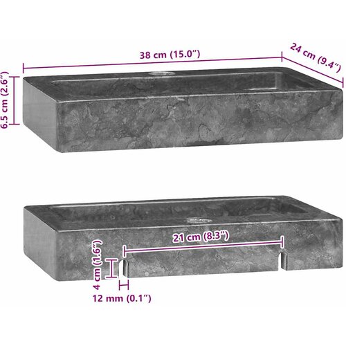  Zidni umivaonik sivi 38 x 24 x 6,5 cm mramorni Slike