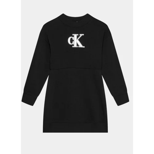 Calvin Klein Jeans Pletena obleka Metallic Monogram IG0IG02315 Črna Regular Fit