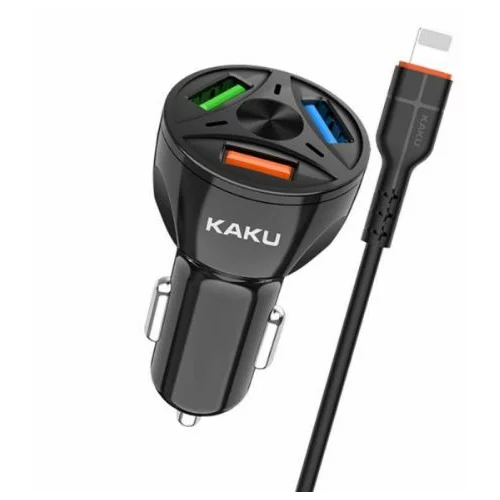 Kaku avtopolnilec KSC-493 3.0 qc s kablom 1m lightning iphone 12 - črn