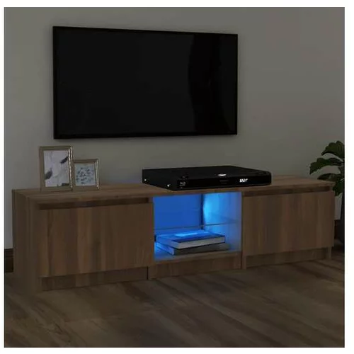  TV omarica z LED lučkami rjav hrast 140x40x35,5 cm