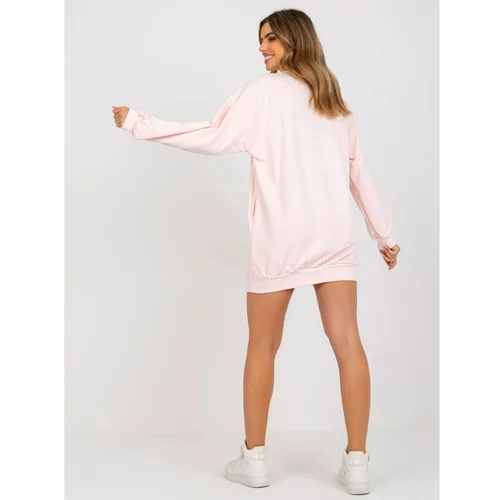 Fashion Hunters Light pink oversized sweatshirt with a printed design
