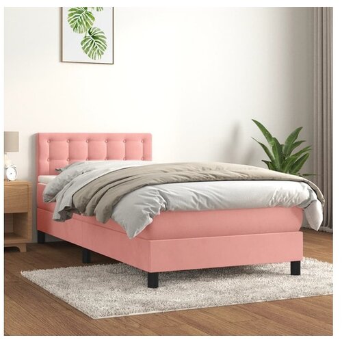 VidaXL Box spring krevet s madracem ružičasti 90x190 cm bar&amp;scaron;unasti Slike