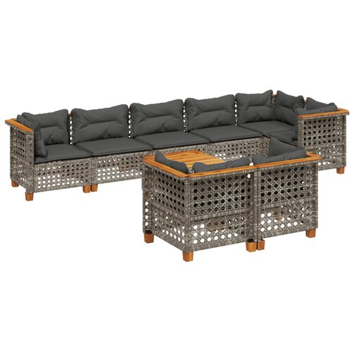 Maison Chic Seti vrtnega pohištva - Vrtna garnitura - Vrtni pohištvo set 9-delna z blazinami siv poli ratan, (21805094) Cene