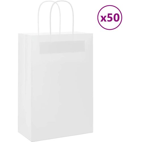 VidaXL Papirnate vrećice 50 kom s ručkama bijele 21x11x31 cm Slike