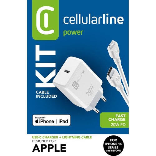 Cellular Line polnilec+kabel usb-c-mfi iphone, 20W, cellularline Cene