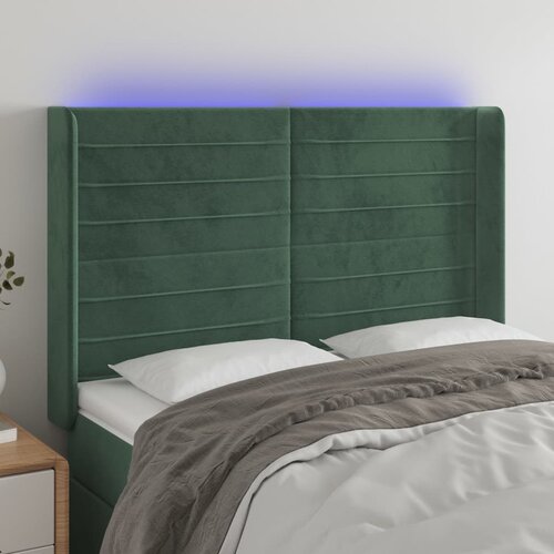  the living store led posteljno vzglavje temno zeleno 147x16x118/128 cm žamet - led vzglavje, (21487996) Slike