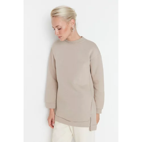 Trendyol Light Mink Basic Knitted Sweatshirt