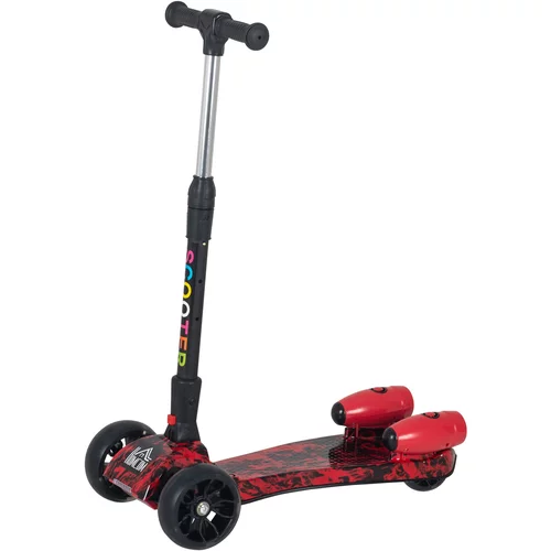 HOMCOM 3-kolesni skuter za majhne otroke od 3 do 6 let, zložljiv, nastavljiv z glasbo, osvetljenimi kolesi in raketami, rdeč, (20746924)