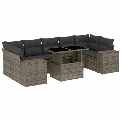 Maison Chic Seti vrtnega pohištva - Vrtna garnitura - Vrtni pohištvo set 8-delna z blazinami siv poli ratan, (21799368) Cene