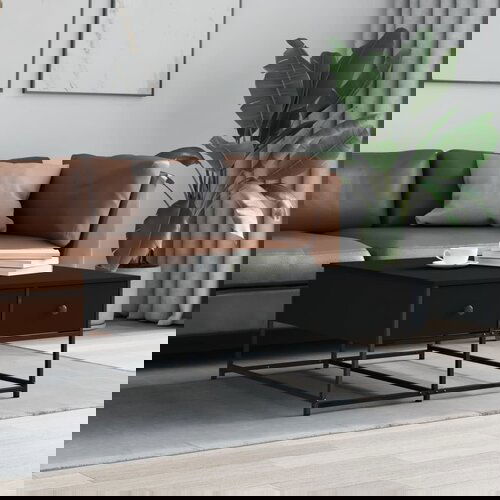 VidaXL Stolić za kavu crni 80 x 80 x 40 cm od konstruiranog drva Slike
