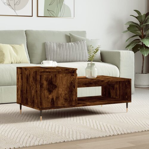 vidaXL Klubska mizica dimljeni hrast 100x50x45 cm inženirski les Cene