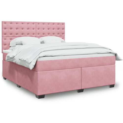 vidaXL Box spring postelja z vzmetnico roza 180x200 cm žamet Cene