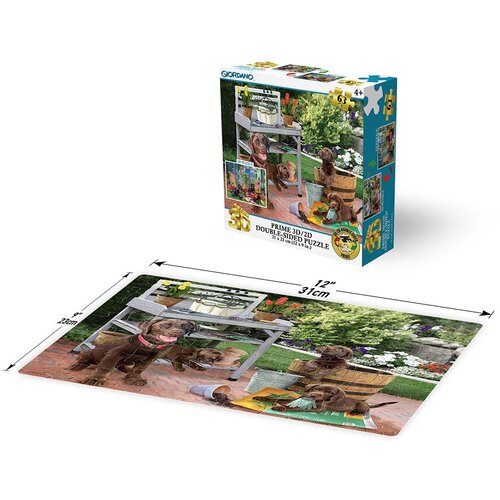 Prime 3d Puzzle 2D/3D - Smeđi i crni labradori 63 kom 31x23cm Giordan Slike