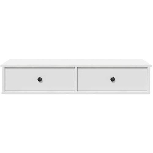  Zidna polica s ladicama bijela 100x37,5x19 cm izrađeno drvo Slike