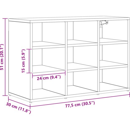 VidaXL ormar za cipele crni hrast 52.5 x 30 x 50 cm konstruirano drvo Slike