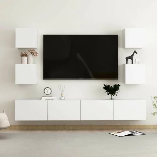  Komplet TV omaric 6-delni bela iverna plošča, (20730627)