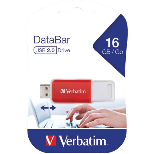  MEMORIJA USB 16GB 2.0 DATABAR VERBATIM 49453 CRVENA BLISTER Cijene