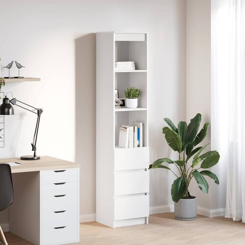 vidaXL Visoka omara bel 37,5x35x180 cm inženirski les Cene