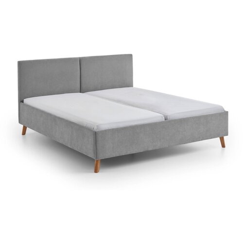 Meise Möbel Siva oblazinjena zakonska postelja z letvenim dnom 160x200 cm Piano &ndash; Cene