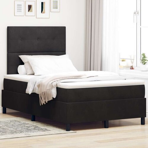  Box Spring Postelja z Blazino Črna 120x200 cm Žamet, (22052099) Cene