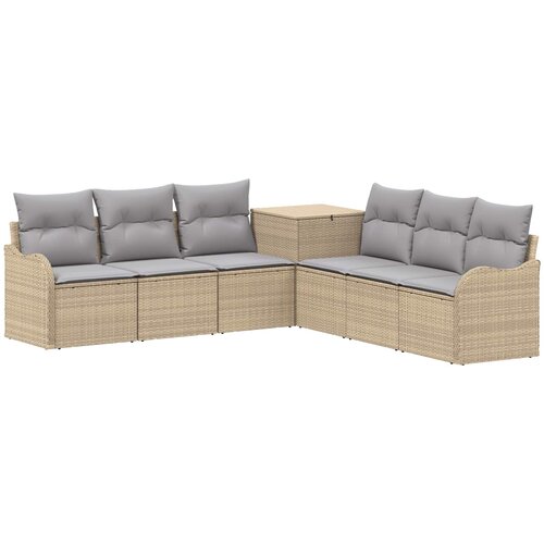  Set sofe 7 kom. Bež i svijetlo siva 121 x 62 x 69 cm Slike