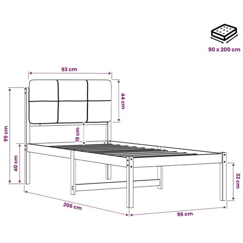  Krevetni okvir s tapiciranim uzglavljem Bijelo isprana i taupe - Bijelo isprana i taupe 90 x 200 cm Slike