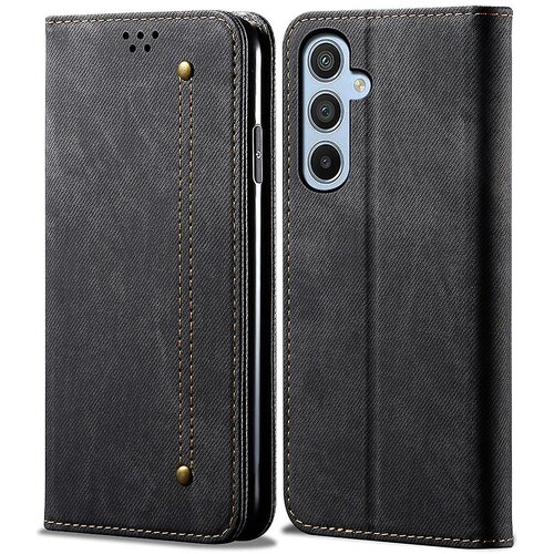 INORCO Ovitek za telefon, odporen na padce, za Samsung Galaxy A24 4G Jeans tkanina, tekstura, preklopna usnjena prevleka s stojalom, denarnica, (22036390) Slike