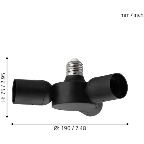 Eglo Rueda adapter grla/3, 3xe27 crni Slike