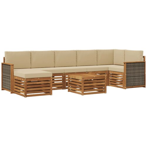 vidaXL Zunanja garnitura za sedenje z blazino 7 pcs Naravna, (5000281168) Cene