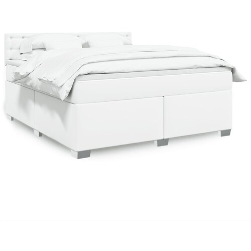 vidaXL Box spring postelja z vzmetnico bela 180x200 cm umetno usnje Cene