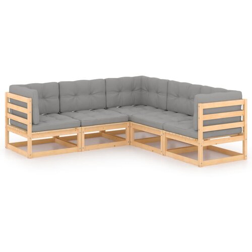 Maison Chic Seti vrtnega pohištva - Vrtna garnitura - Vrtni pohištvo set 5-delna z blazinami trdna borovina, (21819866) Cene