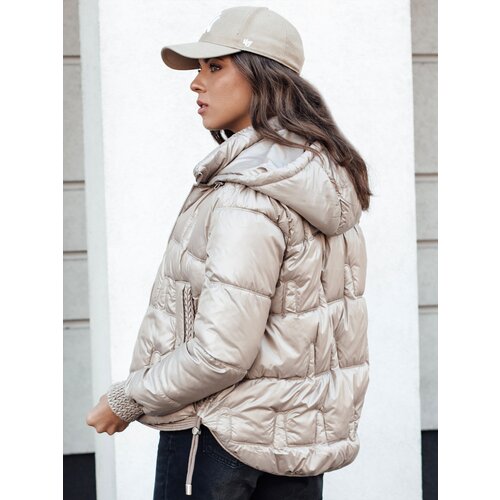 DStreet Kurtka damska FASHWARM kr&amp;oacute;tka pikowana z kapturem kamelowa Slike